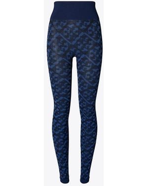 Tory Sport Prismatic T Monogram Jacquard Seamless Legging - Blue