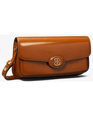 Tory Burch Robinson Spazzolato Rectangular Shoulder Bag - Brown