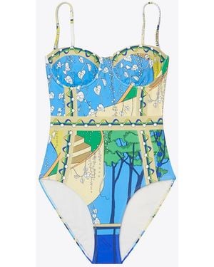 Tory Burch Damen Badeanzug Mit Print - Blau