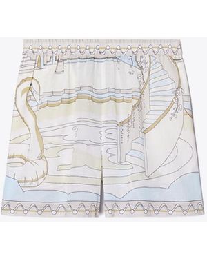 Tory Burch Damen Bedruckte Camp Shorts - Weiß