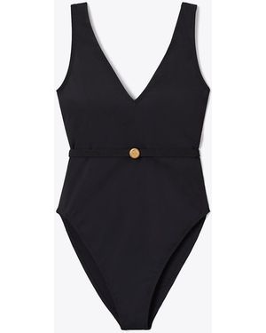 Tory Burch Damen Badeanzug Mit Gürtel - Blau