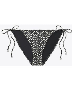 Tory Burch Printed String Bikini Bottom - Grey