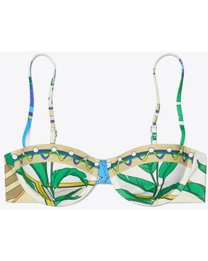 Tory Burch Damen Bedrucktes Bikinioberteil - Grün