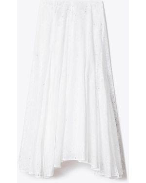 Tory Burch Damen Baumwollrock Mit Lochstickerei - Weiß