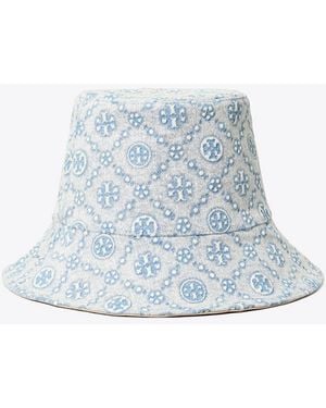 Tory Burch Damen Fischerhut Aus Denim Mit T-Monogramm - Blau