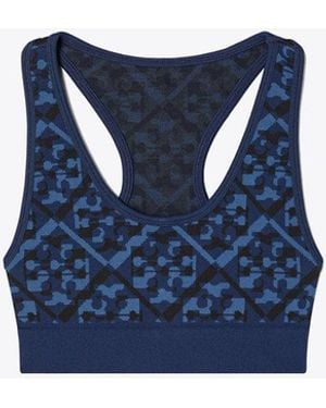 Tory Sport Prismatic T Monogram Jacquard Seamless Bra - Blue