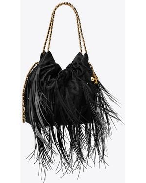 Tory Burch Damen Fleming Mini Bag Mit Federn Und Tunnelzug - Schwarz