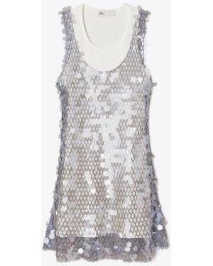 Tory Burch Damen Meshkleid Mit Pailletten - Grau