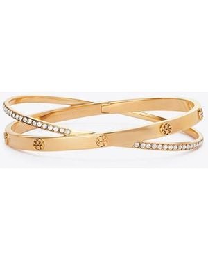 Tory Burch Damen Icon Doppelarmreif Mit Pavé - Weiß