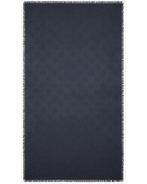 Tory Burch Medallion Logo Oblong Traveler Scarf - Blue