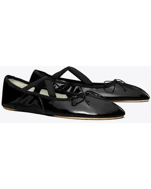 Tory Burch Peep-Toe Mary Jane Ballet - Black