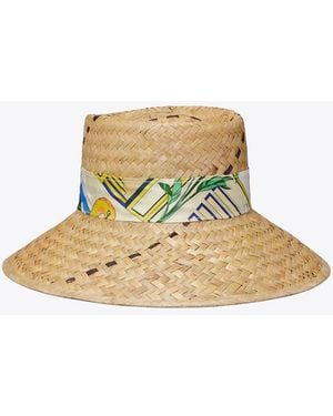 Tory Burch Damen Strohhut Mit Band - Natur
