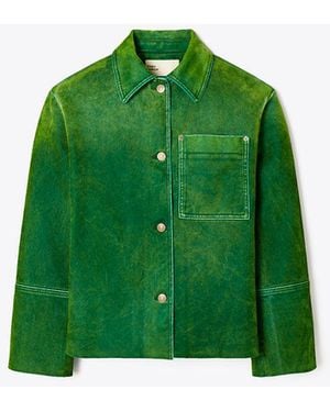 Tory Burch Denim Barn Jacket - Green