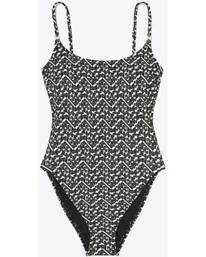 Tory Burch Printed Gemini Swimsuit - Grey