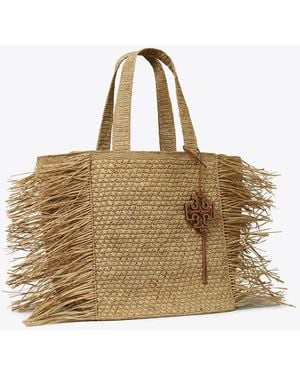 Tory Burch Raffia Fringe Tote - Natural