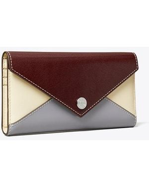 Tory Burch Envelope Color-Block Long Wallet - Brown
