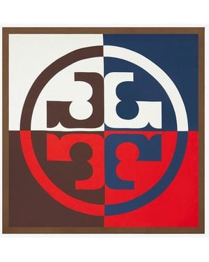 Tory Burch Colorblock Logo Silk Square - Red