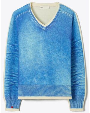 Tory Burch Damen Pullover Aus Merinowolle - Blau