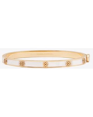 Tory Burch Schmaler Icon Scharnierarmreif Mit Perlmutt - Weiß