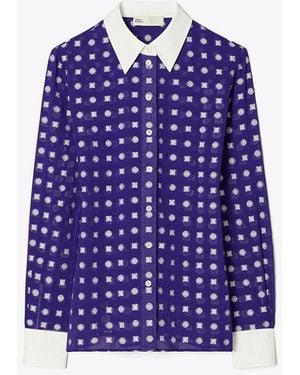 Tory Burch Colorblock Jacquard Shirt - Blue