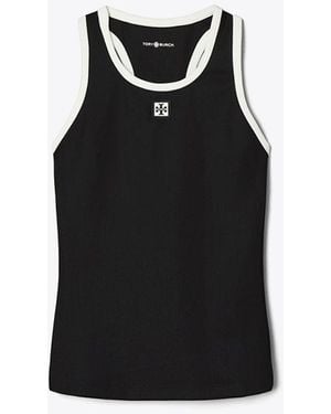 Tory Burch Jersey Racerback Tennis Tank Top - Black