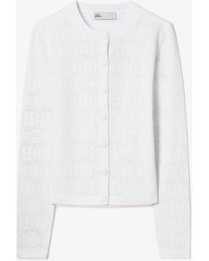 Tory Burch Damen Pointelle-Cardigan Aus Viskose - Weiß