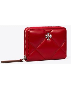 Tory Burch Damen Kleine Kira Geldbörse Mit Rautensteppung Und Umlaufendem Reißverschluss - Rot