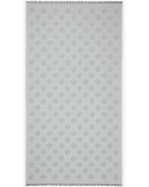 Tory Burch Medallion Logo Oblong Traveler Scarf - Gray