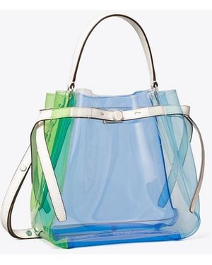 Tory Burch Damen Transparente Romy Bucket Bag - Blau
