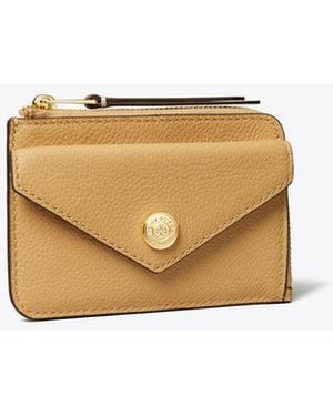 Tory Burch Pebble Envelope Zip Card Case in Metallic | Lyst
