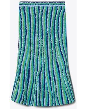 Tory Burch Damen Gestreifter Baumwollrock - Blau