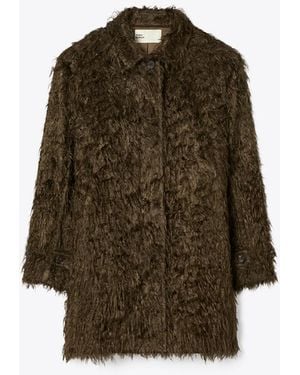Tory Burch Textured Viscose Coat - Green