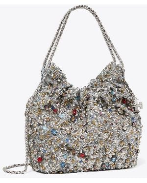 Tory Burch Verzierte Mini Fleming Hobo Bag - Grau