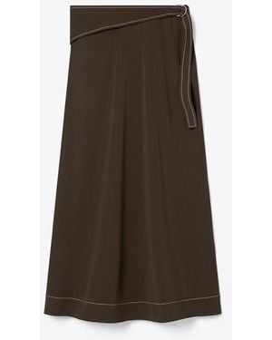 Tory Burch Belted Jersey Skirt - Brown