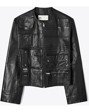 Tory Burch Damen Handtaschen-Lederjacke - Schwarz