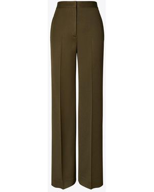 Tory Burch Wide-Leg Wool Pant - Green