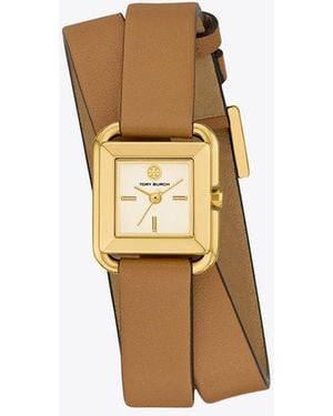 Tory Burch Small Kira Double Wrap Watch - Natural