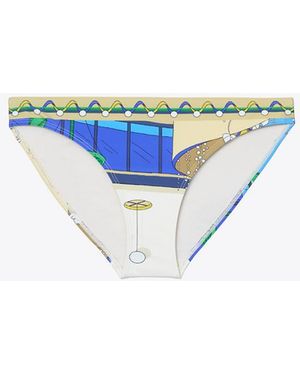 Tory Burch Damen Bedrucktes Bikinihöschen - Blau
