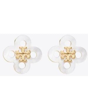Tory Burch Damen Forget Me Not Clover Ohrstecker - Weiß