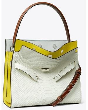 Tory Burch Small Lee Radziwill Snake Embossed Double Bag - Metallic