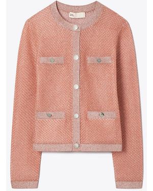 Tory Burch Damen Kendra Mesh-Cardigan - Pink