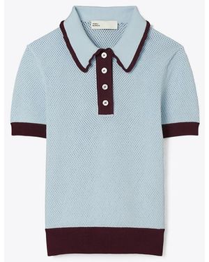 Tory Burch Damen Pointelle-Pullover Aus Viskose - Blau
