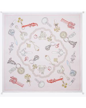 Tory Burch Damen Quadratisches Seidentuch Mit Rassel-Print - Pink