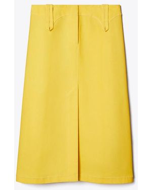 Tory Burch Damen Gewachster Canvas-Rock - Gelb