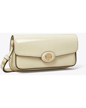 Tory Burch Robinson Spazzolato Rectangular Shoulder Bag - Natural