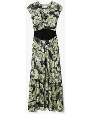 Tory Burch Printed U-Neck Viscose Dress - Green