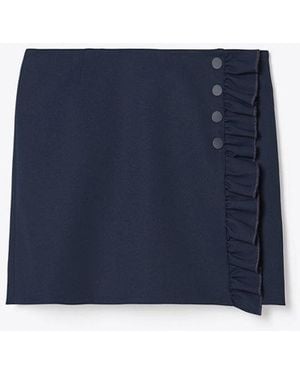 Tory Burch Gerüschter Skort Aus Funktionstwill - Blue