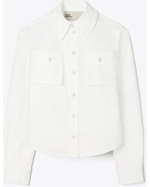 Tory Burch Cropped Cotton Jacket - White