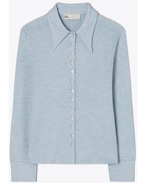 Tory Burch Damen Seidenstrickhemd - Blau