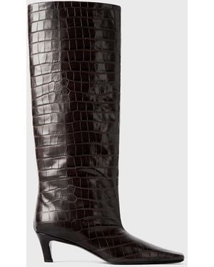 TOTEME Croco-Embossed Wide Shaft Boots Dark - Black
